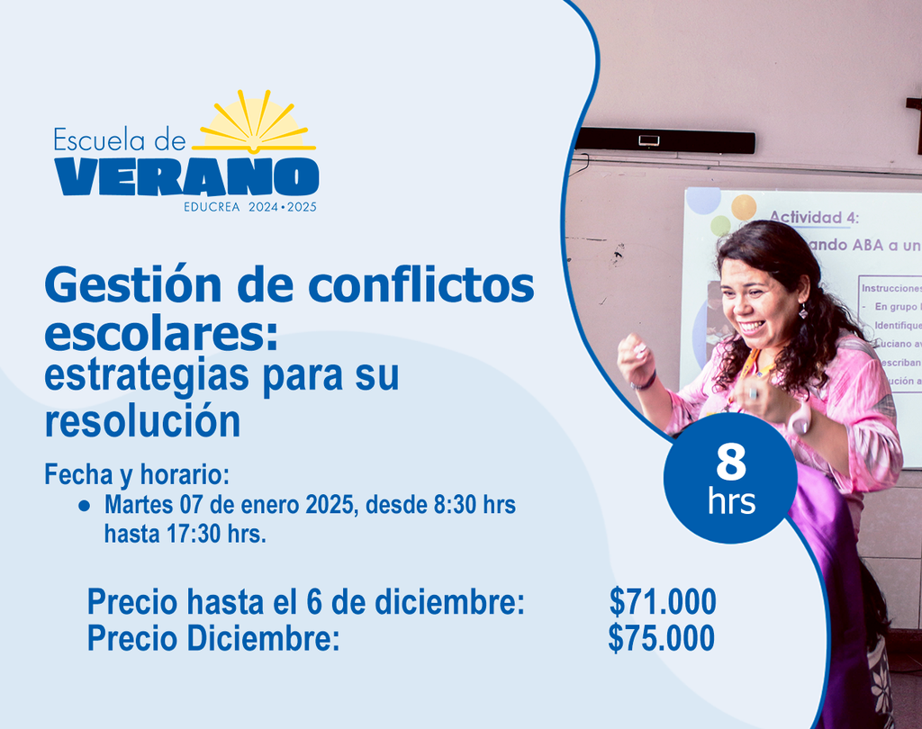 GESTIÓN DE CONFLICTOS ESCOLARES: ESTRATEGIAS PARA SU RESOLUCIÓN - 8 Hrs.